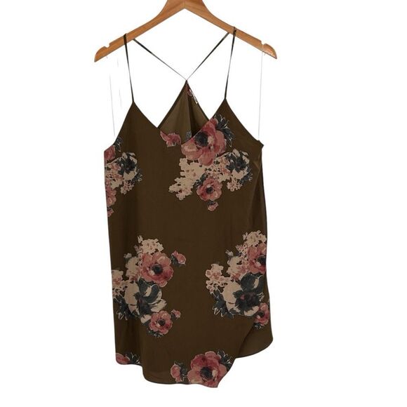 Free People olive floral cascades faux wrap strappy Slip Dress size medium - Picture 3 of 8